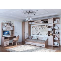 Стеллаж угловой SV-mebel Город (Ясень Шимо Темный/Ясень Шимо Светлый) Thumb