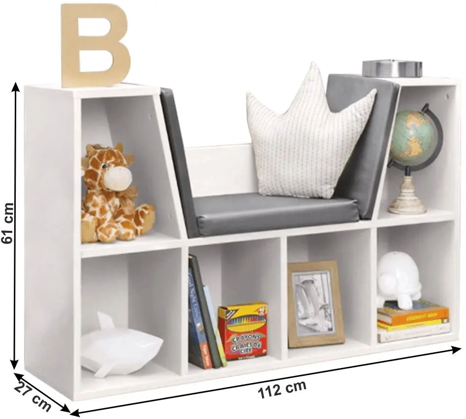 Etajera cu scaun tapițat Tempo Kondela Feria (White/Gray)