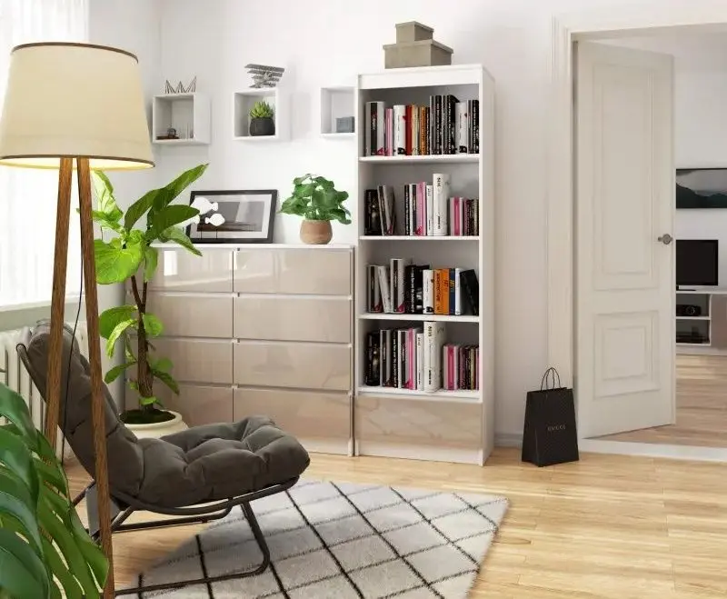 Etajera Akord R60 1SZ4P (White/Cappuccino Gloss)