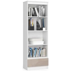 Etajera Akord R60 1SZ4P (White/Cappuccino Gloss)