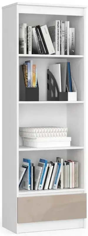 Etajera Akord R60 1SZ4P (White/Cappuccino Gloss)