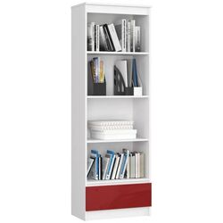 Etajera Akord R60 1SZ4P (White/Red Gloss)