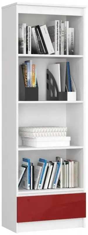 Etajera Akord R60 1SZ4P (White/Red Gloss)
