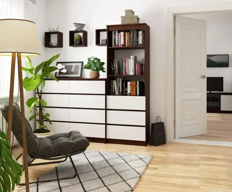 Etajera Akord R60 3SZ2P (Wenge/White)