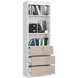 Стеллаж Akord R60 3SZ2P (White/Cappuccino Gloss) Thumb