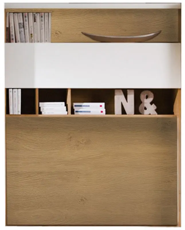 Dulap suprapus Fadome Madryt MA5 (Stone Oak/White Gloss)