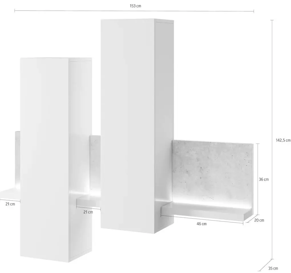 Полка + пенал Helvetia Bota №04 1D (White/Colorado Concrete)