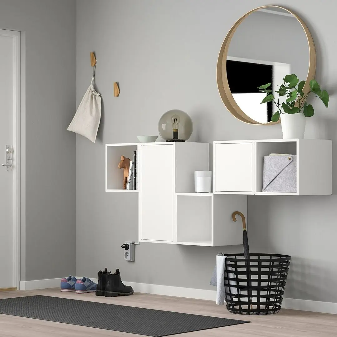 Combinatie de rafturi suspendate Ikea Eket cu usi 175x35x70 (Alb)