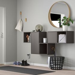 Combinatie de rafturi suspendate Ikea Eket cu usi 175x35x70 (Gri Inchis) Thumb