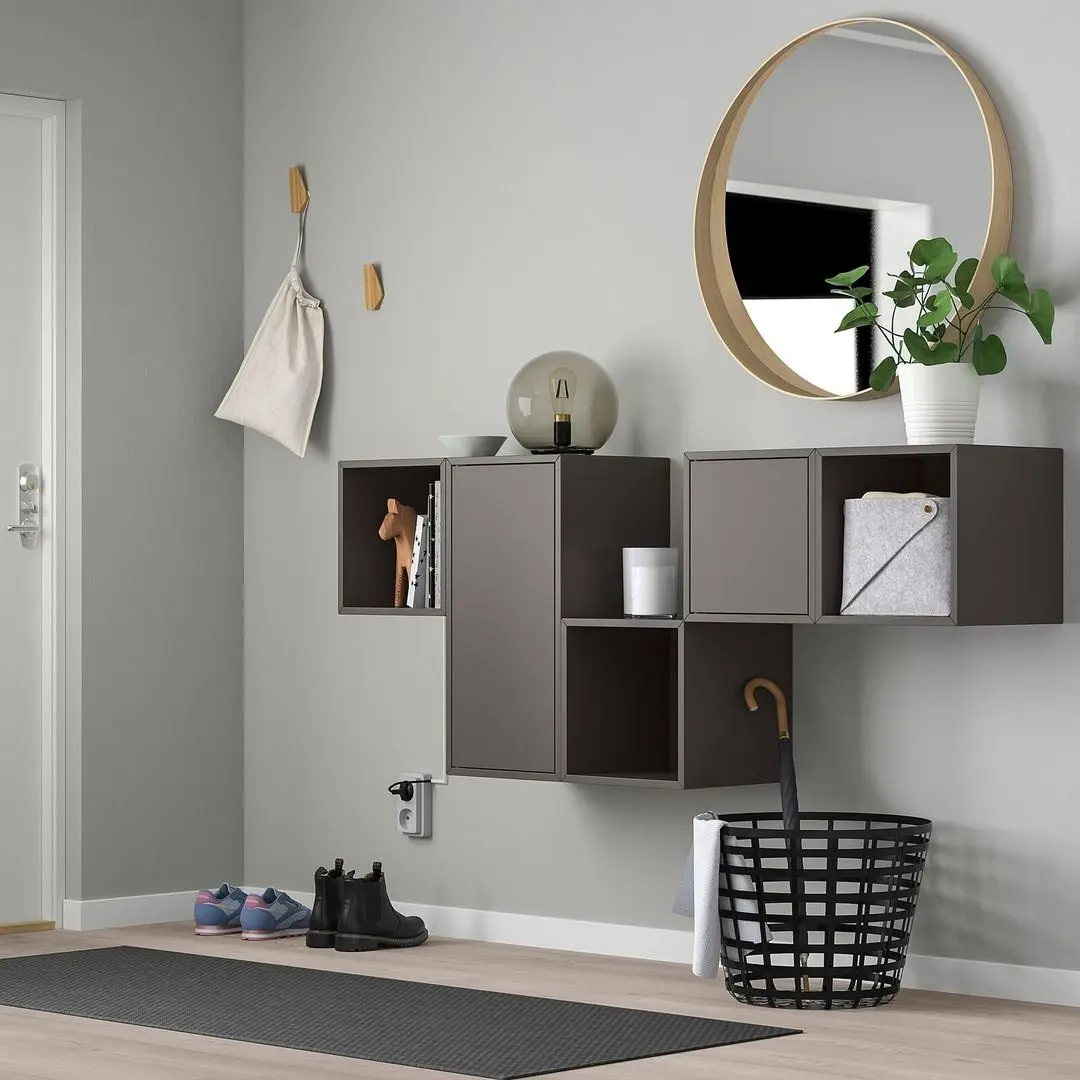 Combinatie de rafturi suspendate Ikea Eket cu usi 175x35x70 (Gri Inchis)