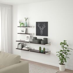 Combinatie de rafturi Ikea Bergshult/Granhult 160x30 (Negru-maro/Nichelat) Thumb
