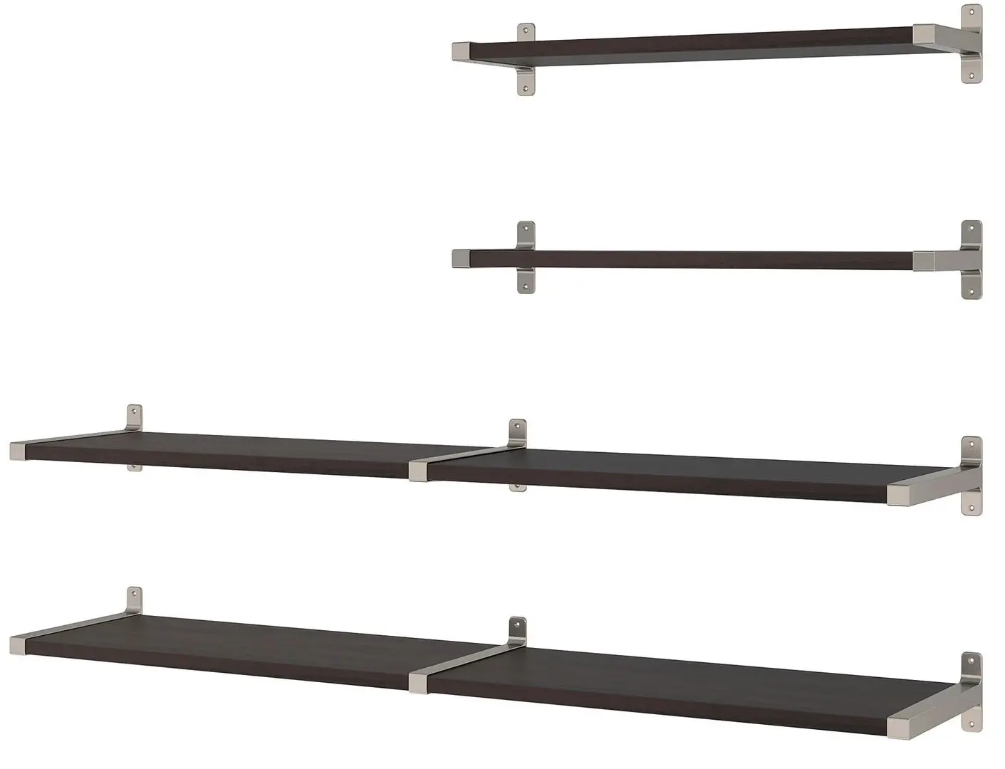 Combinatie de rafturi Ikea Bergshult/Granhult 160x30 (Negru-maro/Nichelat)