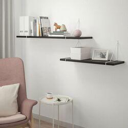 Combinatie de rafturi Ikea Bergshult/Pershult 120x30 (Negru-maro/Alb) Thumb