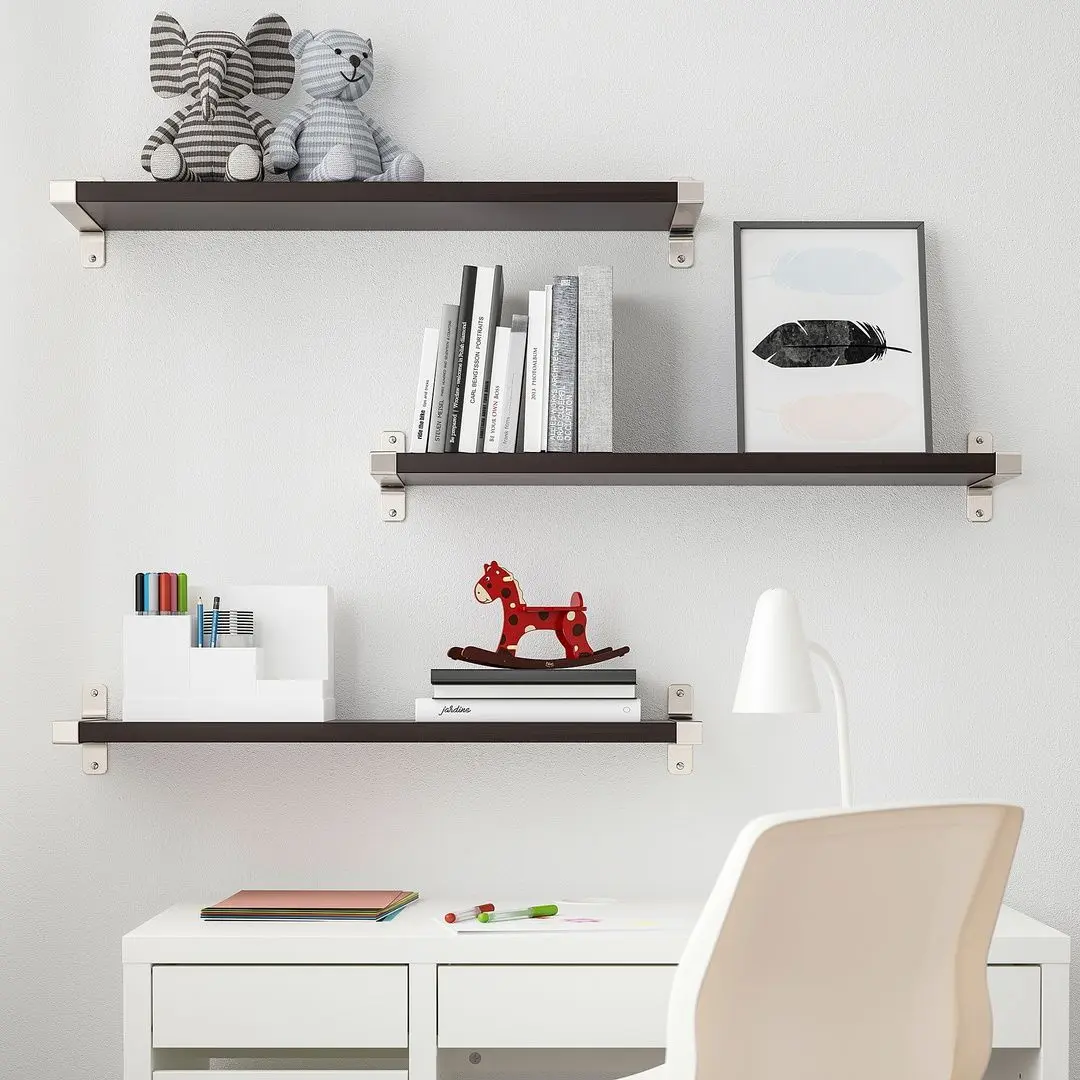 Combinatie de rafturi suspendate Ikea Bergshult/Granhult 80x20 (Negru-maro/Nichelat)