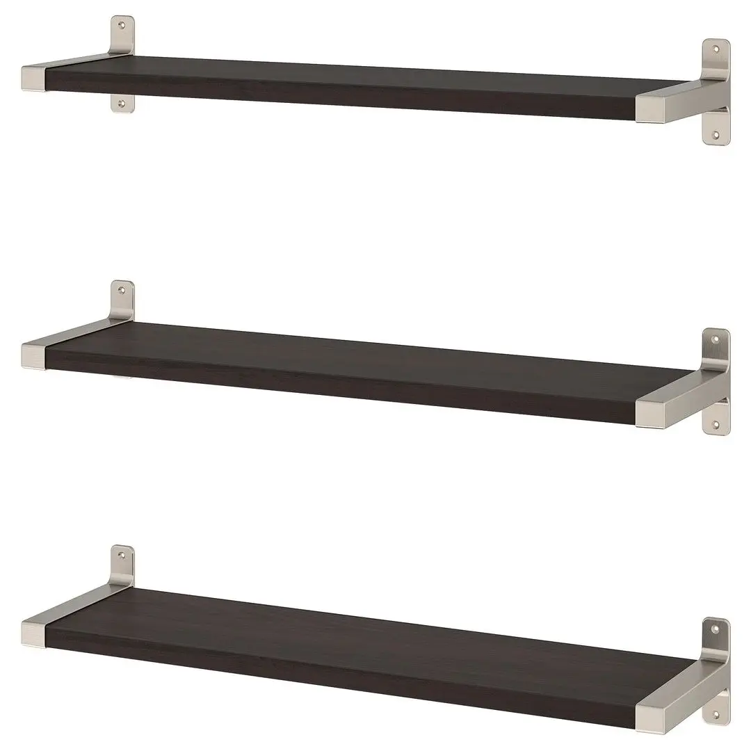 Combinatie de rafturi suspendate Ikea Bergshult/Granhult 80x20 (Negru-maro/Nichelat)