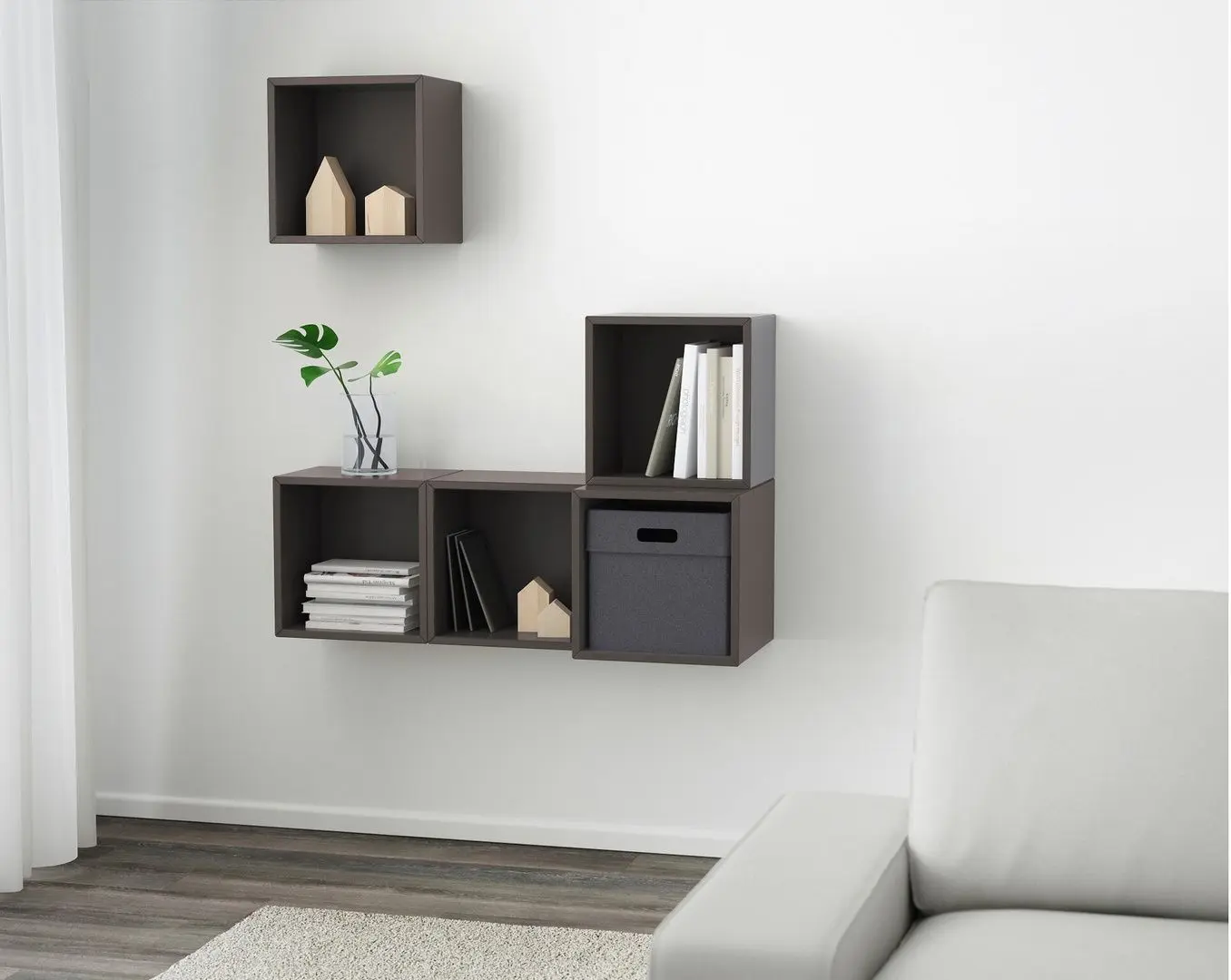 Combinatie rafturi suspendate Ikea Eket 105x35x120 (Gri-inchis)