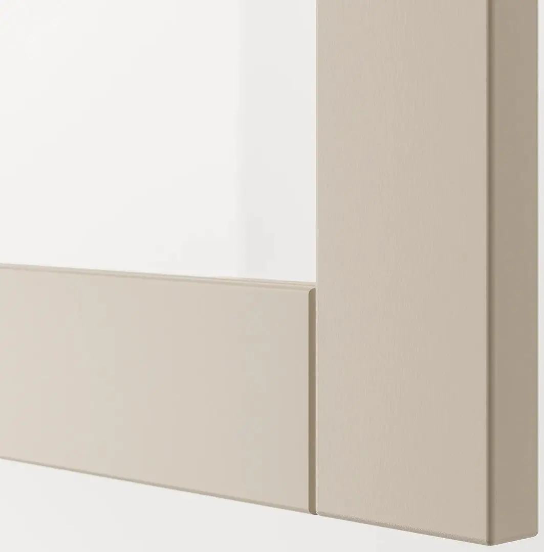 Шкафчик навесной Ikea Besta 60x22x64 (Белый/Синдвик Светло-Серый/Бежевый)