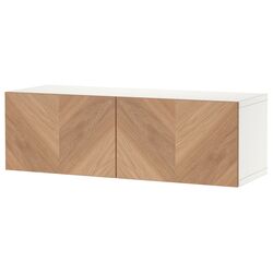Dulap suspendat Ikea Besta 120x42x38 (Alb Hedeviken/Furnir Stejar)