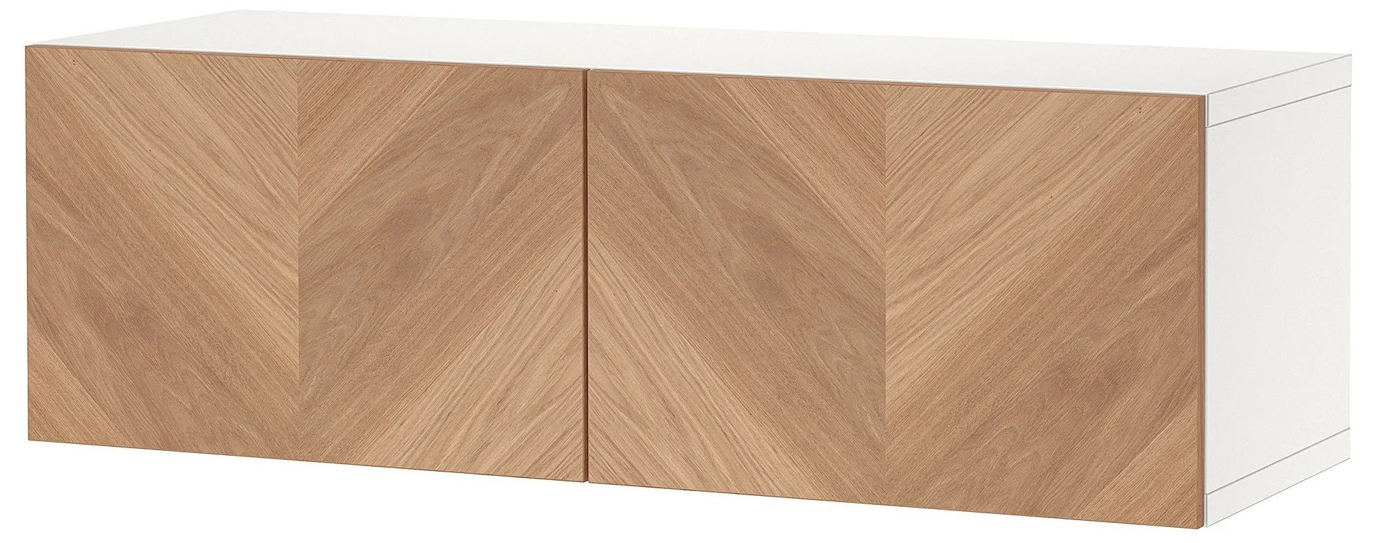 Шкафчик навесной Ikea Besta 120x42x38 (Белый Hedeviken/Дубовый Шпон)