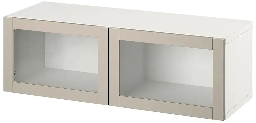 Шкафчик навесной Ikea Besta 120x42x38 (Белый/Синдвик Светло-Серо-Бежевый)