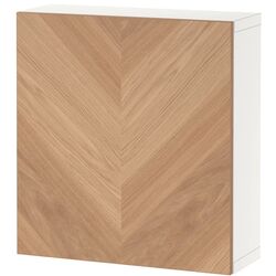 Dulap suspendat Ikea Besta 60x22x64 (Alb/Hedeviken Furnir Stejar)