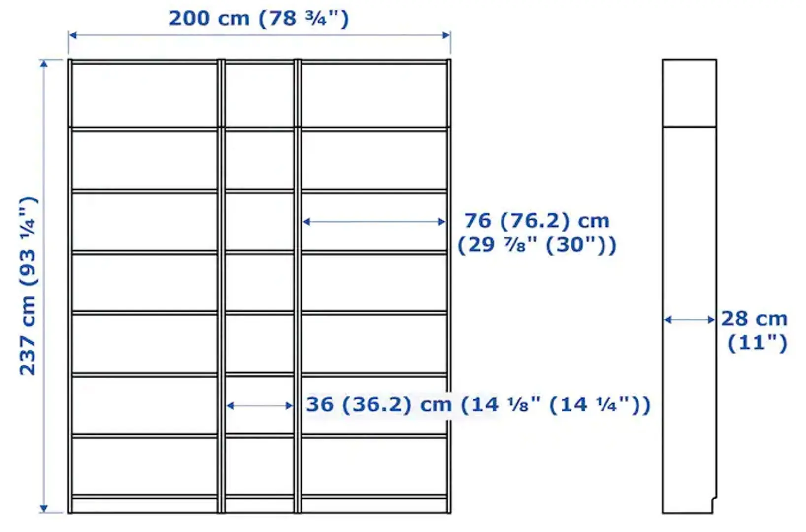 Etajera Ikea Billy 200x28x237 (Alb)