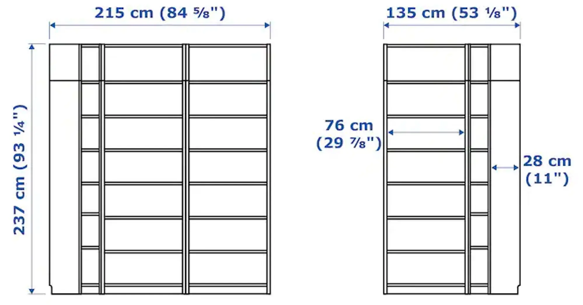 Etajera Ikea Billy 215/135x28x237 (Alb)