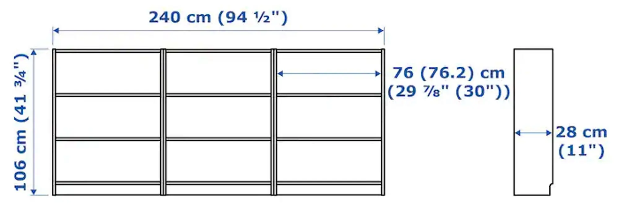 Etajera Ikea Billy 240x28x106 (Alb)