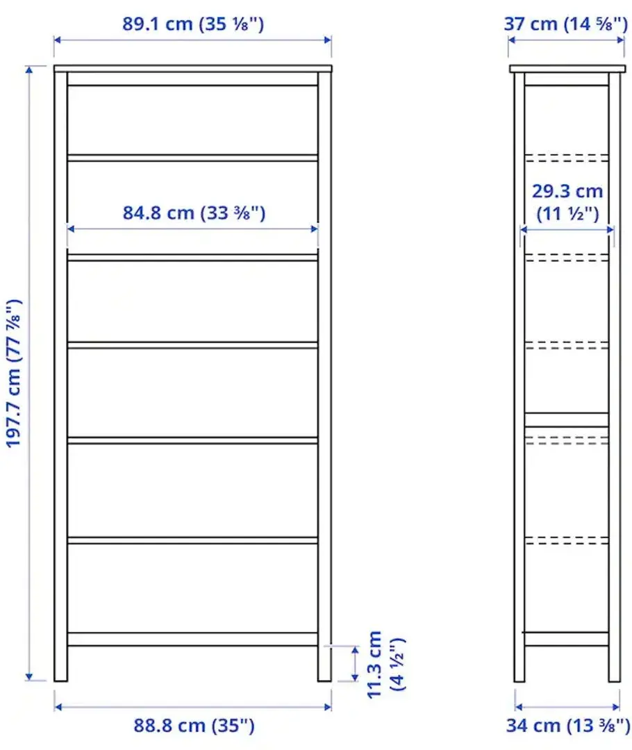Etajera Ikea Hemnes 90x197 (Negru-maro/Maro Deschis)