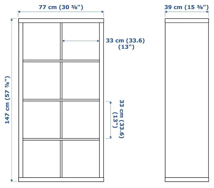 Etajera Ikea Kallax 2 organizatoare 77x147 (Negru-maro)