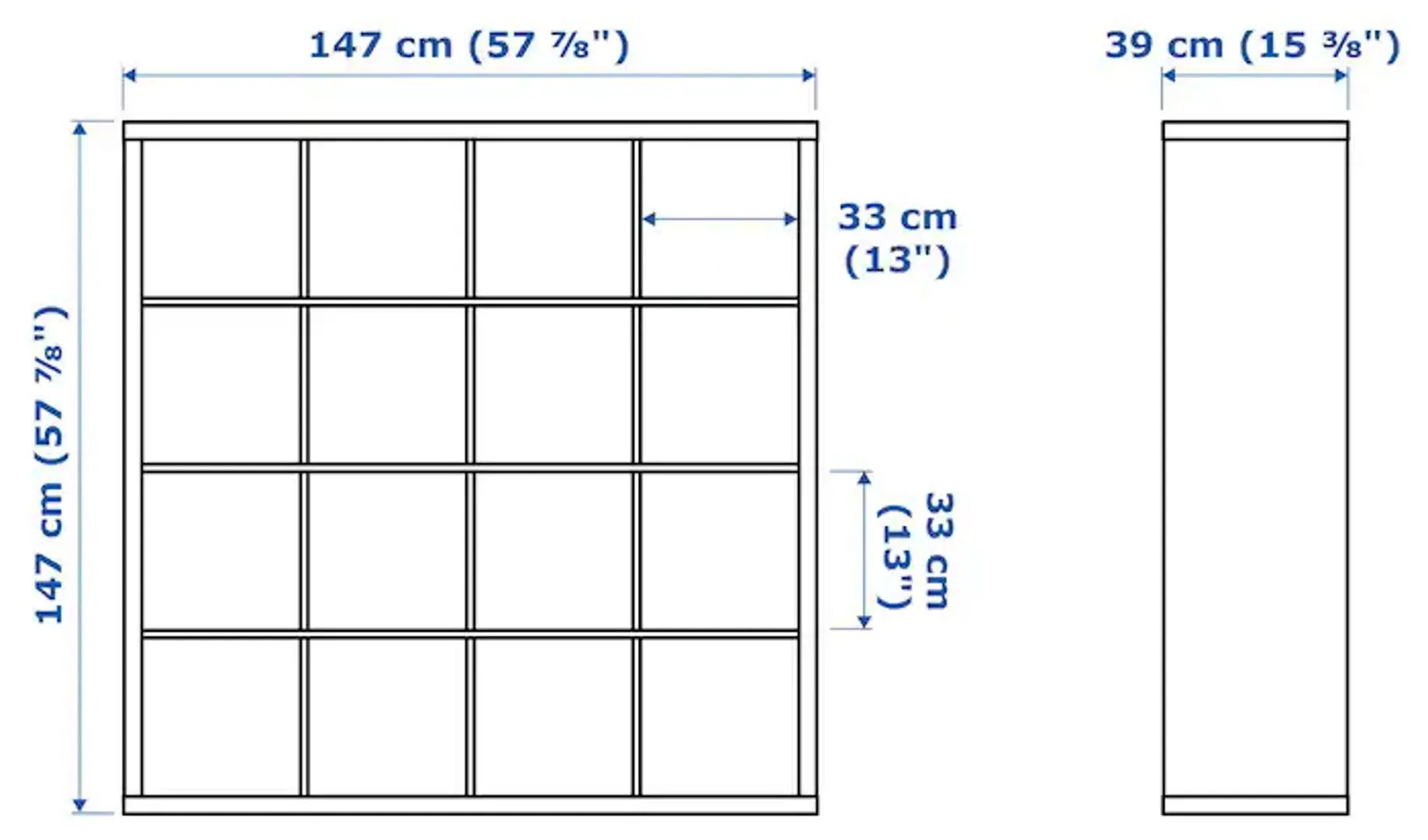 Etajera Ikea Kallax 4 organizatoare 147x147 (Alb/Aspect Stejar Antichizat)