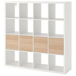 Etajera Ikea Kallax 4 organizatoare 147x147 (Alb/Aspect Stejar Antichizat)