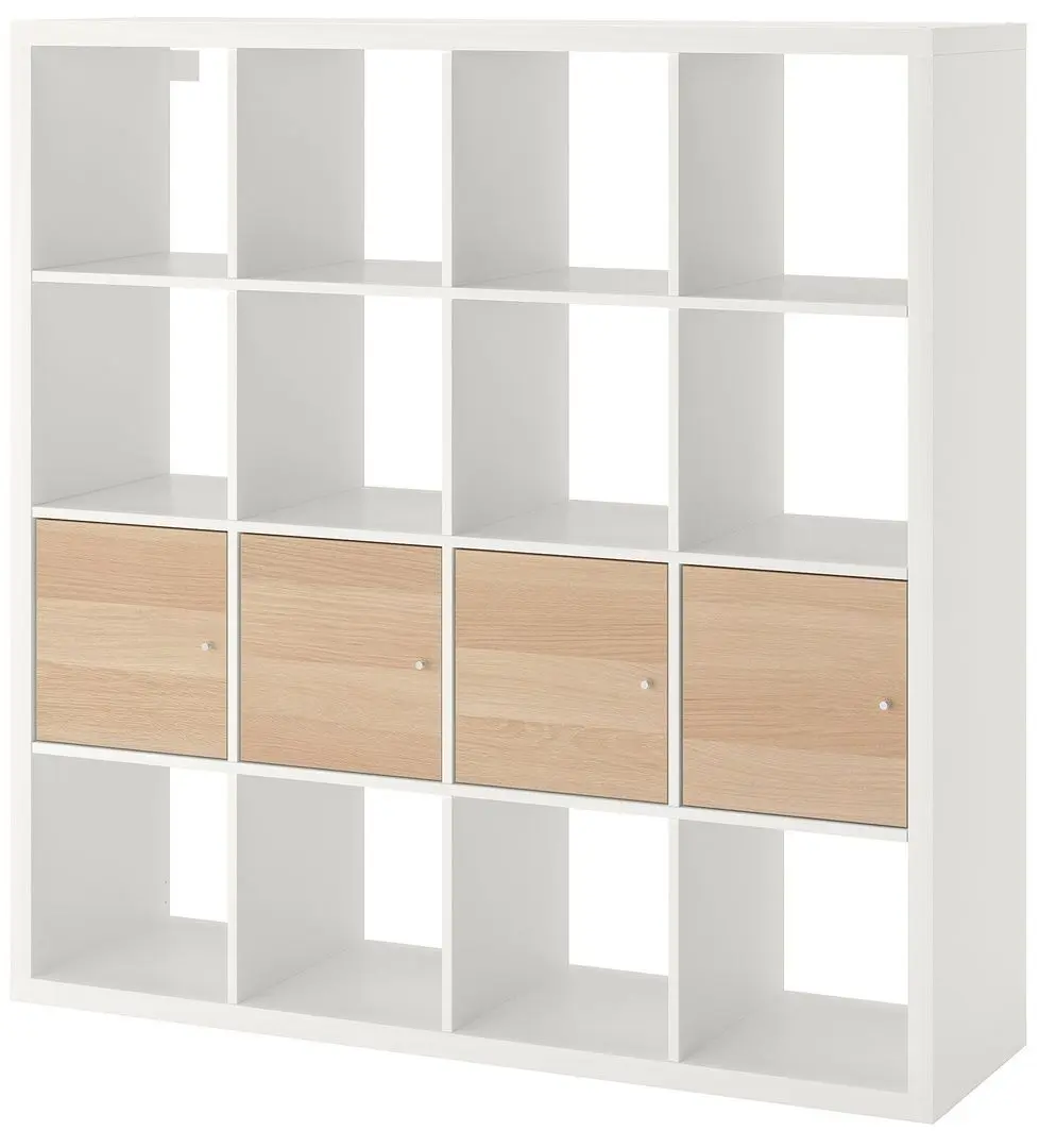 Etajera Ikea Kallax 4 organizatoare 147x147 (Alb/Aspect Stejar Antichizat)