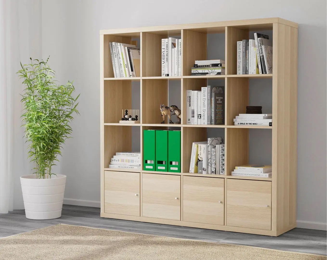 Etajera Ikea Kallax 4 organizatoare 147x147 (Aspect Stejar Antichizat)