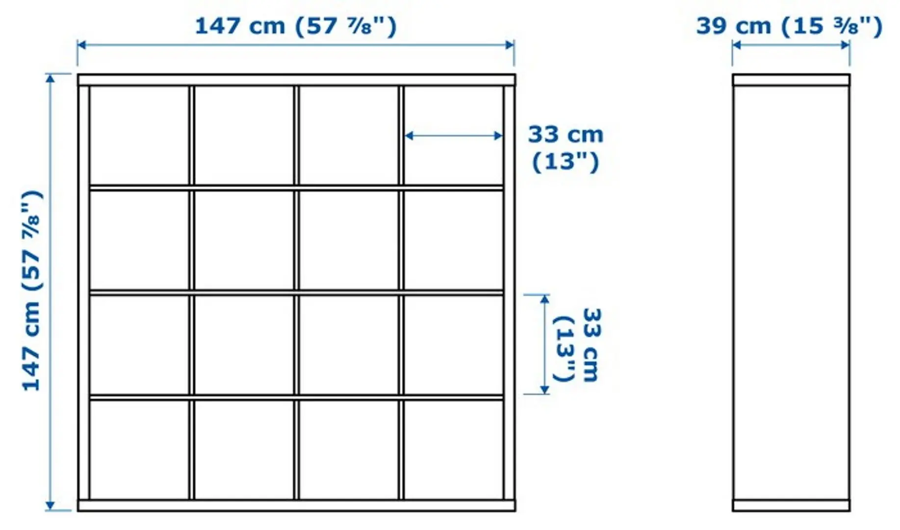 Etajera Ikea Kallax 4 organizatoare 147x147 (Aspect Stejar Antichizat)
