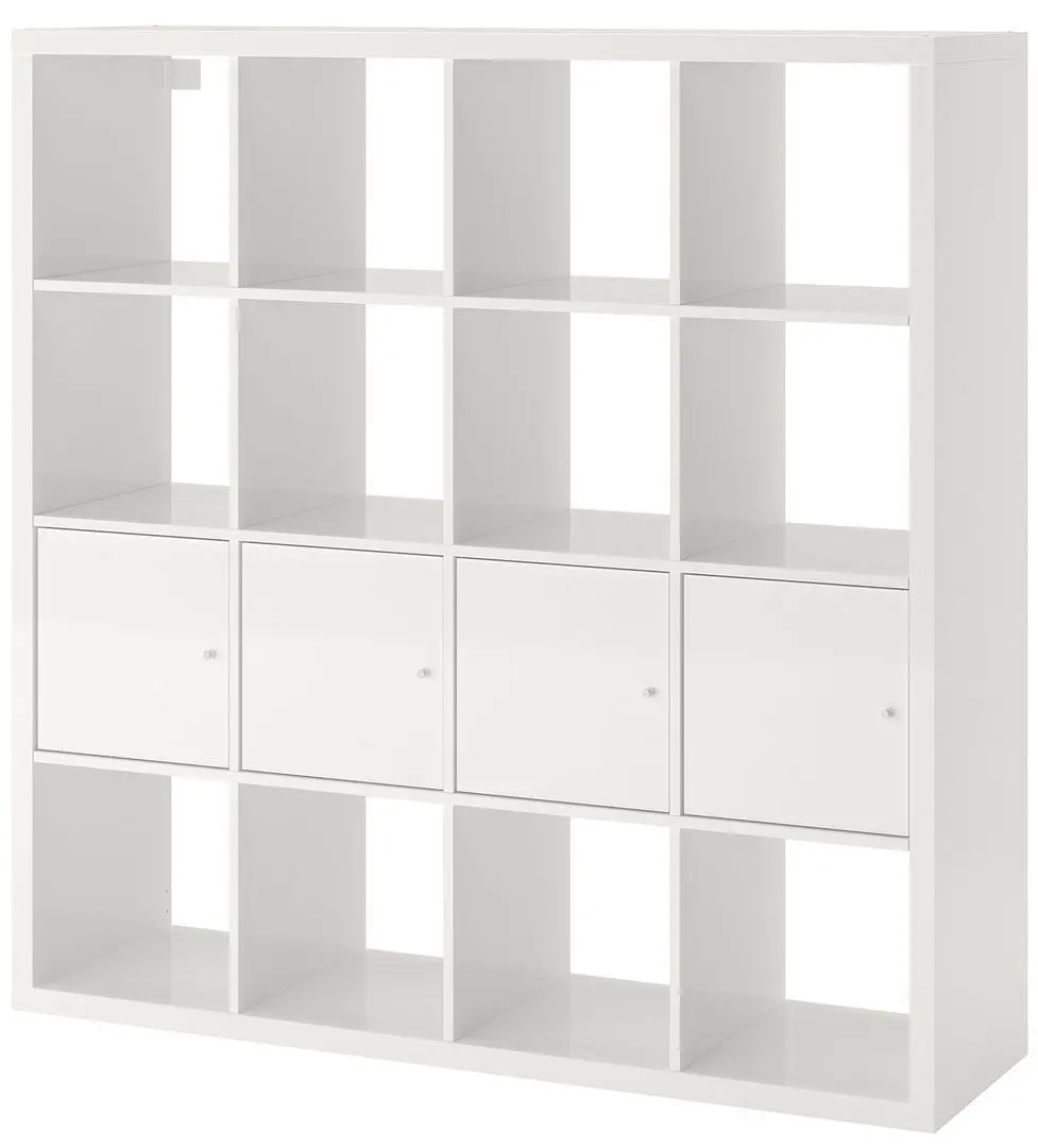 Etajera Ikea Kallax 4 organizatoare/usi 147x147 (Lucios/Alb)