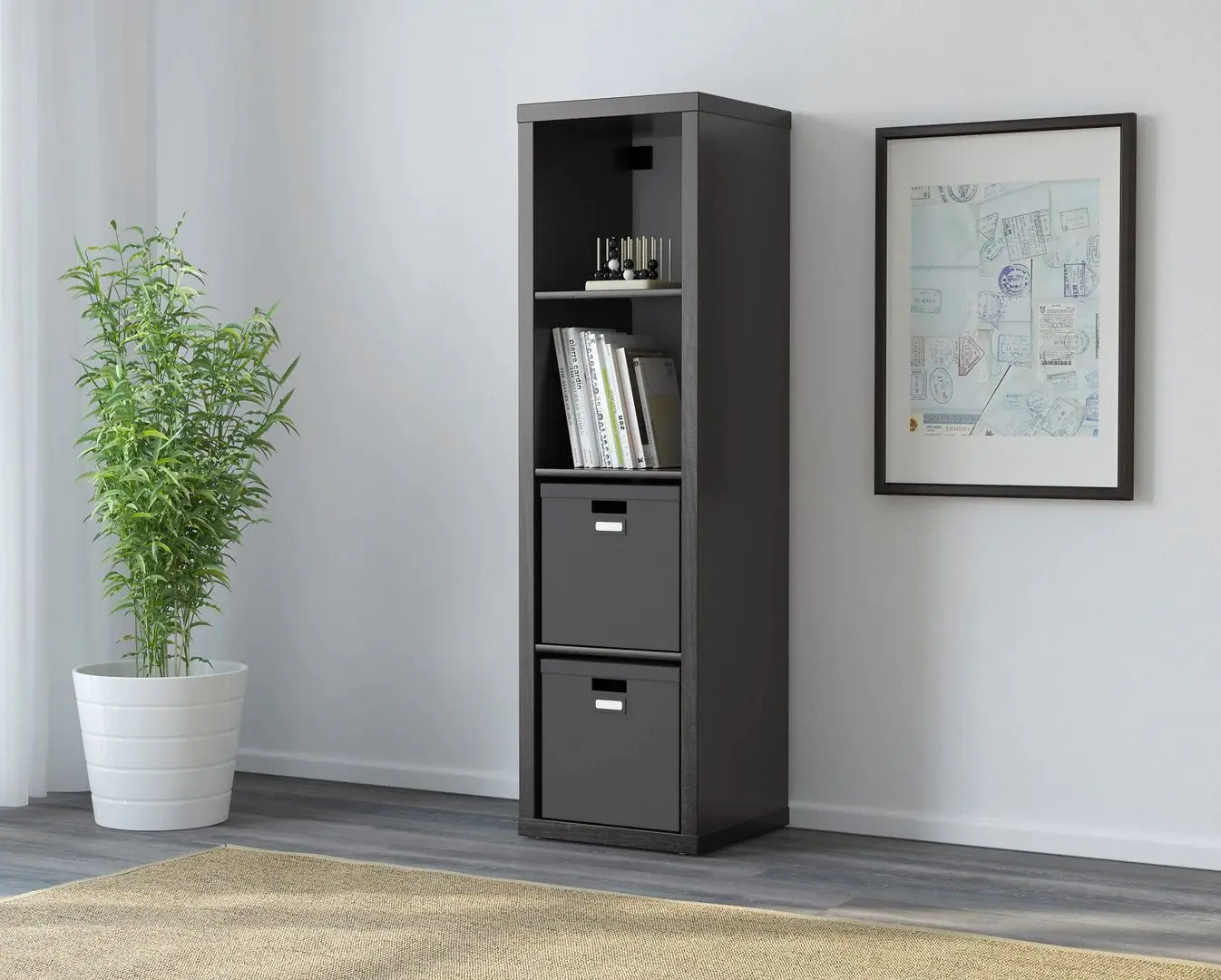 Etajera Ikea Kallax 42x147 (Negru-maro)