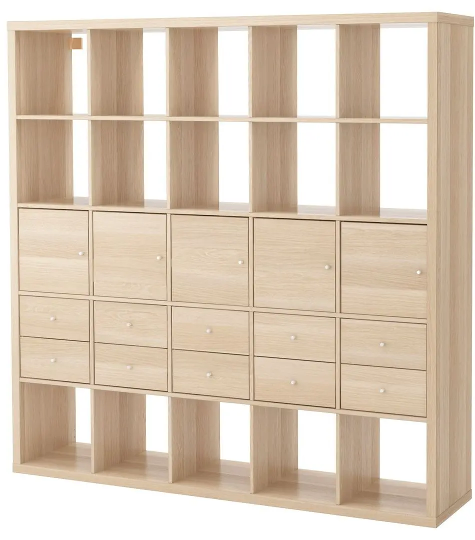 Etajera Ikea Kallax cu 10 organizatoare 182x182 (Aspect Stejar Antichizat)