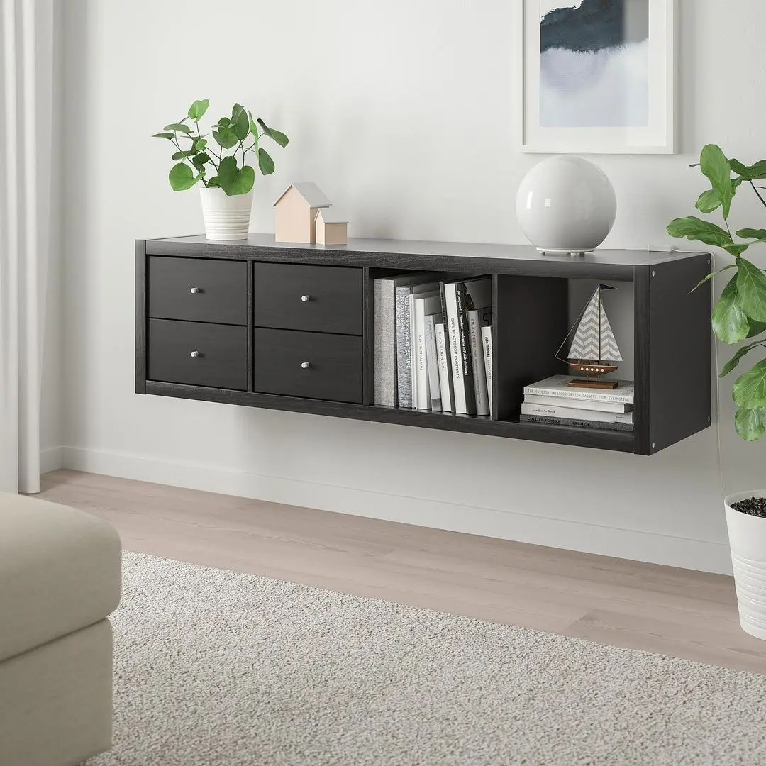 Etajera Ikea Kallax 2 organizatoare 42x147 (Negru-maro)