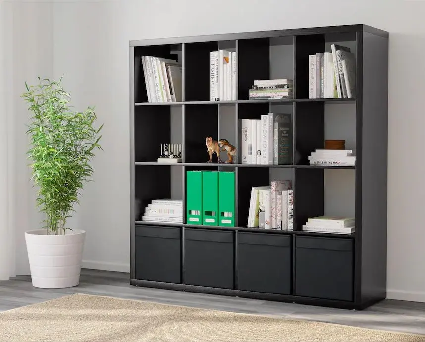 Etajera Ikea Kallax cu 4 organizatoare 147x147 (Negru-maro)
