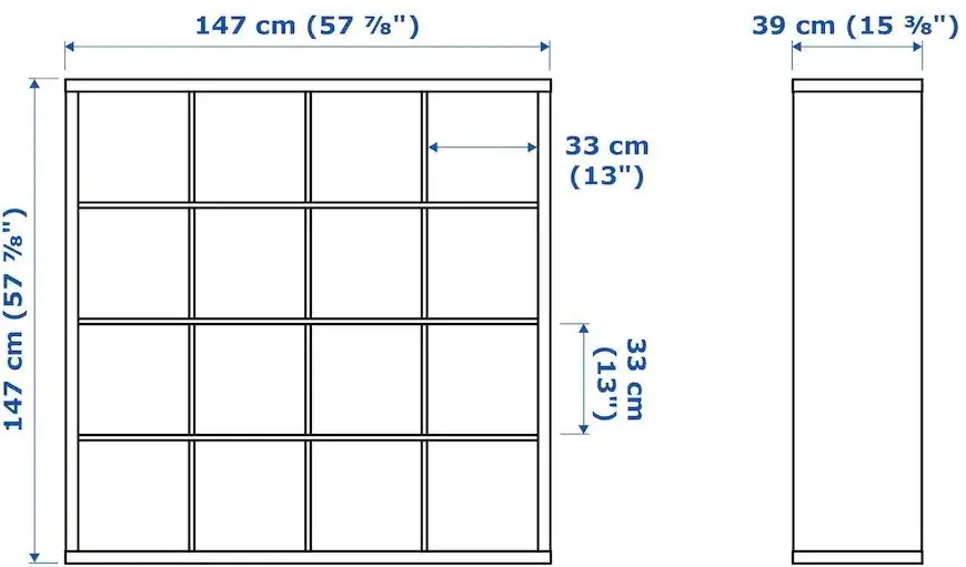 Etajera Ikea Kallax cu 4 organizatoare 147x147 (Negru-maro)