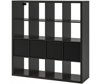 Стеллаж Ikea Kallax с 4 органайзерами 147x147 (Черно-коричневый)