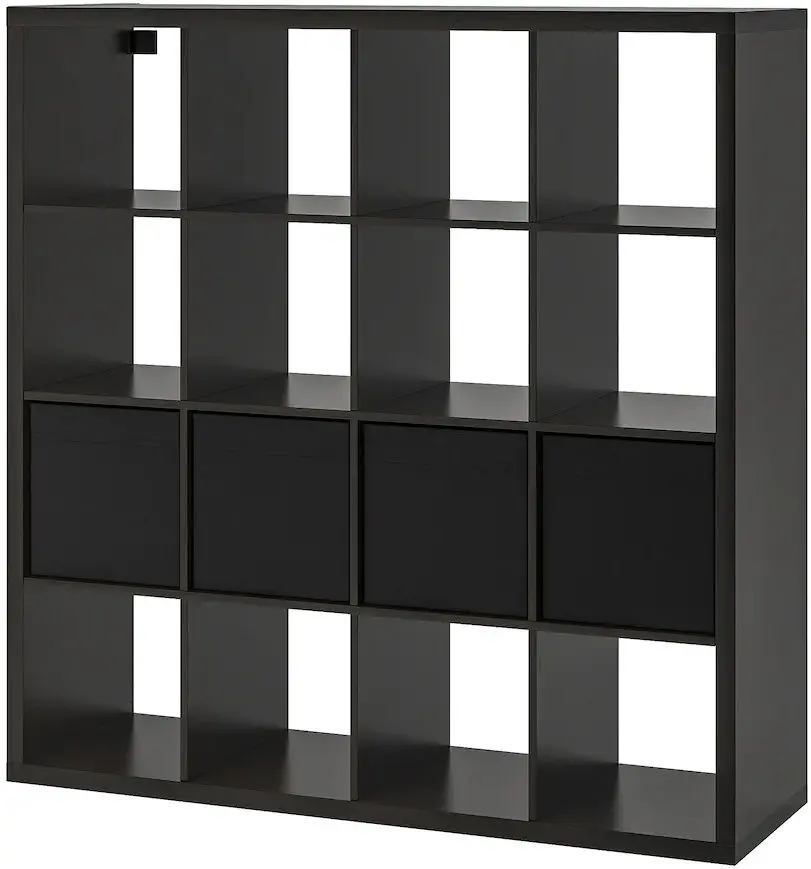 Etajera Ikea Kallax cu 4 organizatoare 147x147 (Negru-maro)