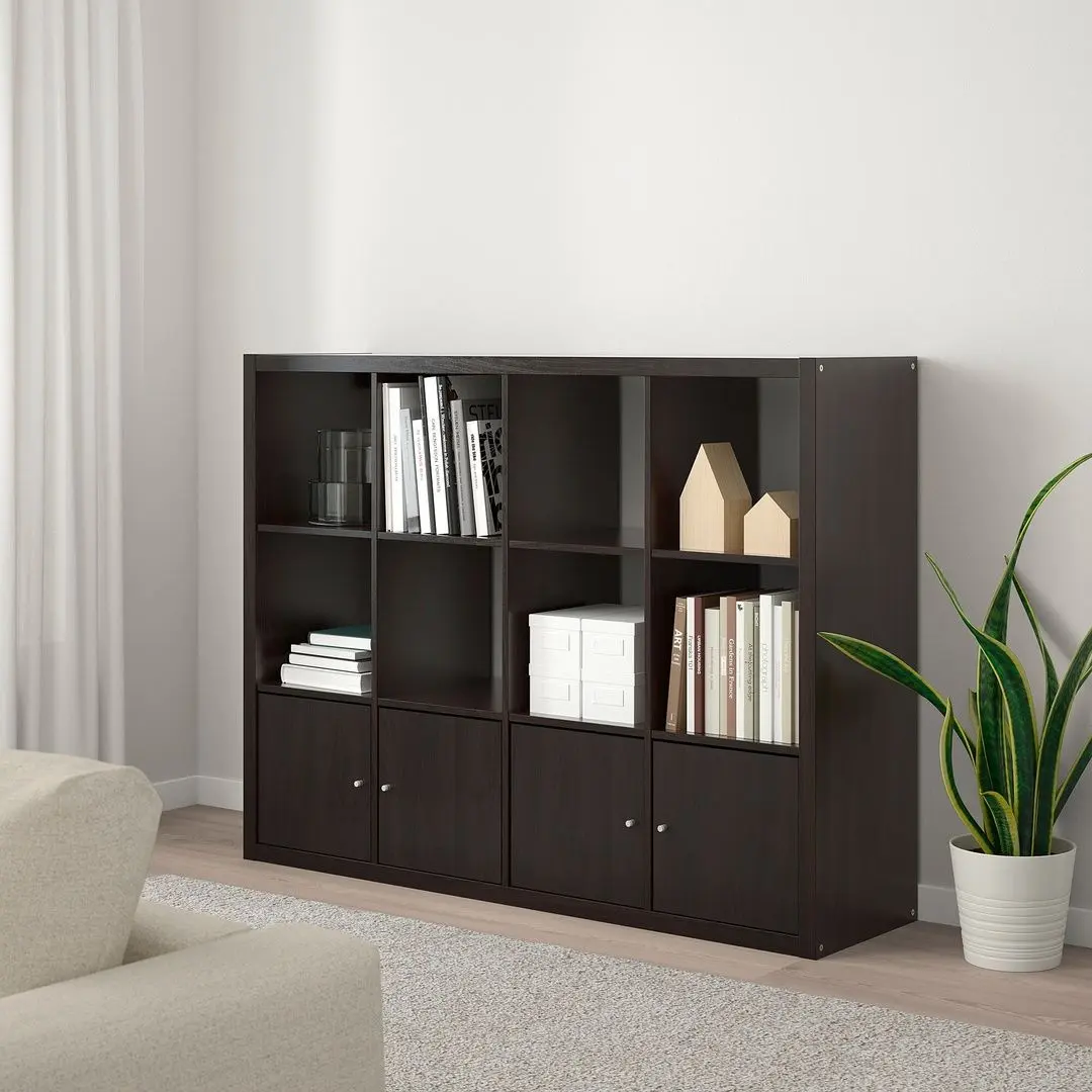Etajera Ikea Kallax cu 4 organizatoare 147x112 (Negru-maro)