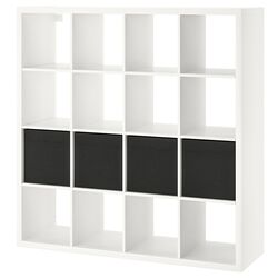 Etajera Ikea Kallax cu 4 organizatoare 147x147 (Alb/Negru)