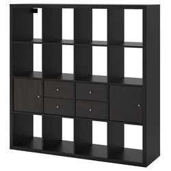 Etajera Ikea Kallax cu 4 organizatoare 147x147 (Negru-maro)
