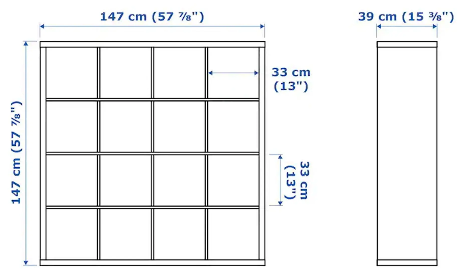Etajera Ikea Kallax cu 4 poliţe 147x147 (Lucios/Alb)