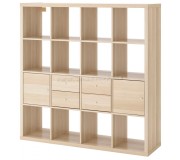 Etajera Ikea Kallax cu 4 organizatoare 147x147 (Aspect Stejar Antichizat)