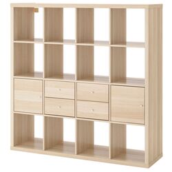 Etajera Ikea Kallax cu 4 organizatoare 147x147 (Aspect Stejar Antichizat)