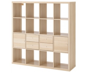 Стеллаж Ikea Kallax с 4 вставками 147x147 (Под Беленый Дуб)